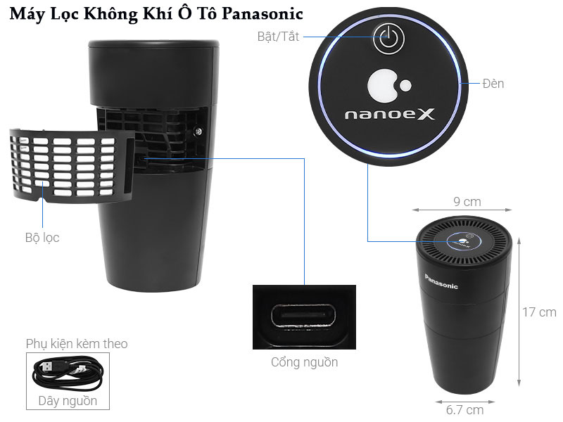 Máy Lọc Không Khí Ô Tô Panasonic Chính Hãng Nhật Bản