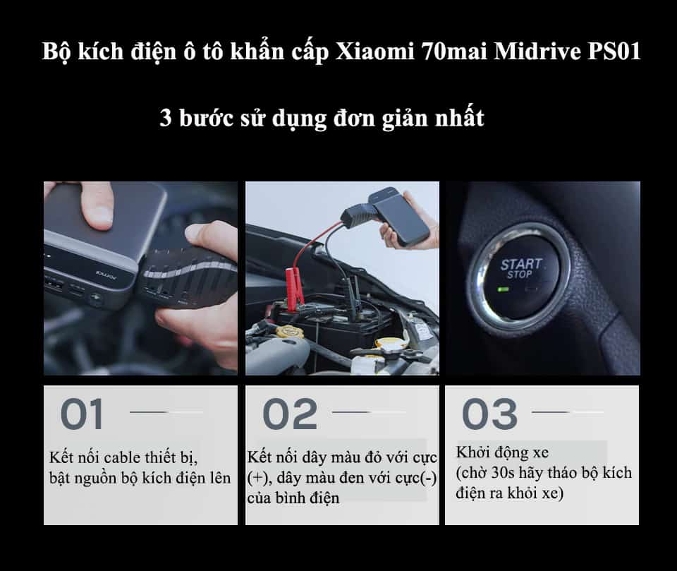 hướng dẫn sử dụng bộ kích điện xiaomi 70mai midrive ps01