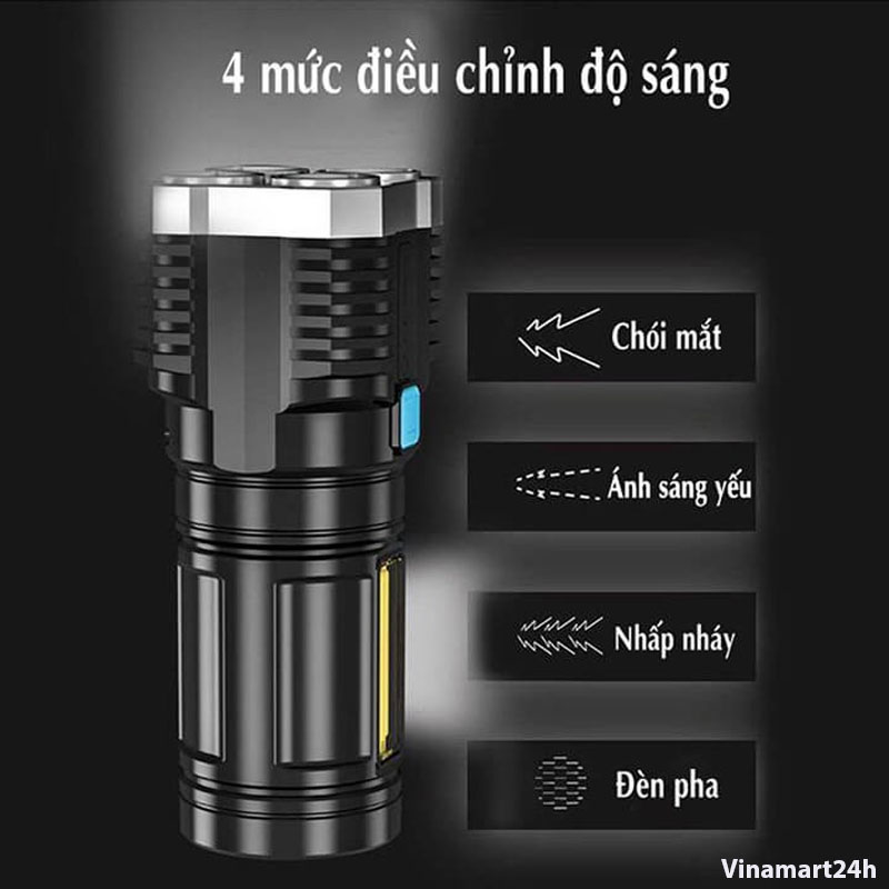 Đèn Pin LED Cầm Tay Siêu Sáng Chiếu Xa 200M