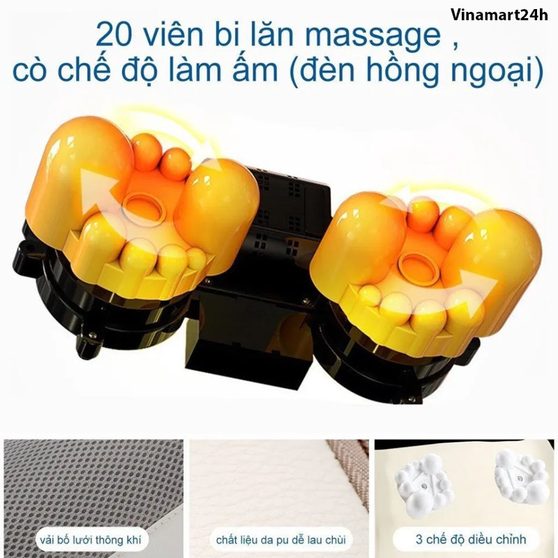 Gối Massage Hồng Ngoại 20 Bi Okato Japan Chính Hãng