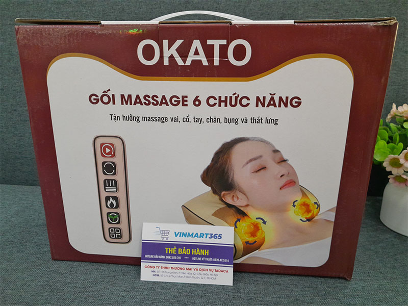 Gối Massage Hồng Ngoại 20 Bi Okato Japan Chính Hãng