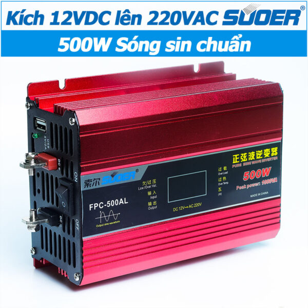 Bộ Kích Điện 12V DC Sang 220V AC 500W Sóng Sin